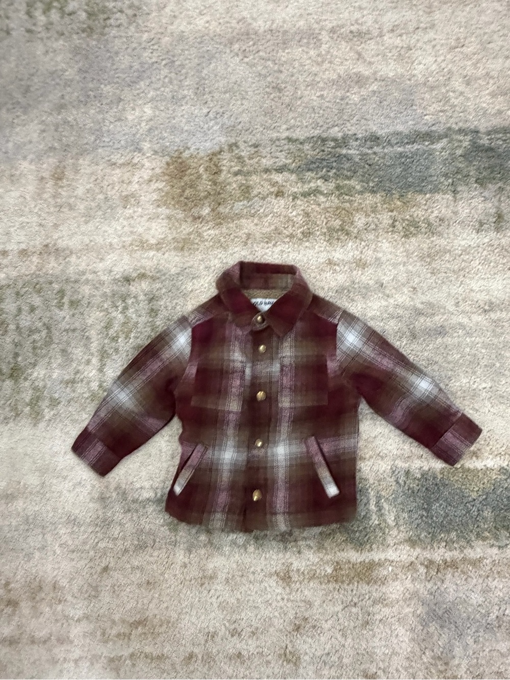 Old Navy Burgundy Plaid Pea Coat for Kids